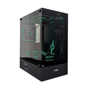 Case gamer Jemip Reactor mATX con USB y USB 3.0, audio HD y 6 ventiladores ARGB+PWM