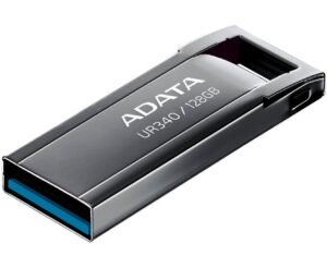 ADATA UR340 Pen Drive USB 3.2 Gen1 hasta 5 Gb/s, Negro Brillante Sin Tapa, Resistente al Agua, 4 g