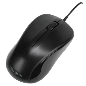 Targus AMU80US Mouse optico USB alambrico negro, 3 botones, sensor 1000 DPI, cable 5 pies