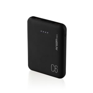 ArgomTech Power Bank C6 ARG-PB-1136 6000mAh, 2 puertos USB, indicador LED, salida 5V/2.1A, negro