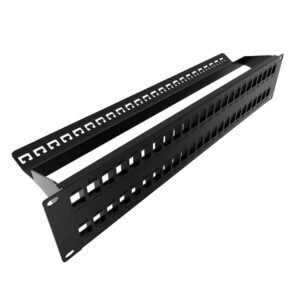 Nexxt AW192NXT41 Patch Panel Modular 48 Puertos para Keystone RJ45, Rack 19 pulgadas 2U, Acero Negro
