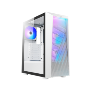 AZZA Sentinel CSAZ-203A01W Blanco gabinete ATX Mid Tower, vidrio templado, 3 ventiladores ARGB