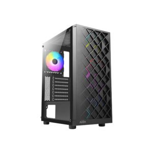 AZZA SPECTRA CSAZ-280B Gabinete ATX Mid Tower negro, vidrio templado, ventilador ARGB, 7 slots