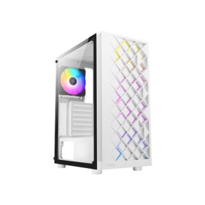 AZZA SPECTRA CSAZ-280W caja ATX Mid Tower blanca, vidrio templado, ventilador ARGB 120 mm
