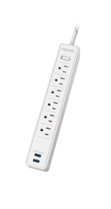 Forza FSP-612USBW Protector de Sobretensiones 1200J, 6 Tomas NEMA 5-15R, 2 USB, Cable 5ft Blanco