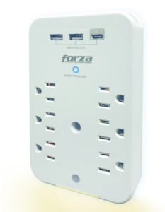 Forza FWT-631USBC protector de sobretensiones 6 salidas, 490J, USB-A y USB-C 15.5W, luz nocturna