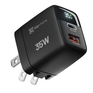 Klip Xtreme KMC-250 PowerWall 35 Cargador de pared GaN 35W USB-C PD3.0 + USB-A QC3.0 con LCD