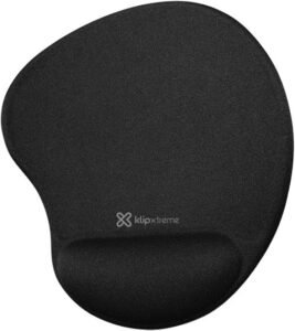 Klip Xtreme Mouse Pad de Gel KMP-100B con soporte para muñeca, negro, base antideslizante, 250x215x20 mm