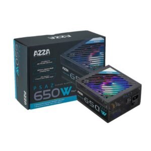 AZZA PSAZ-650W ARGB Fuente de Poder 650W 80 Plus Bronze con Ventilador ARGB Digital Negra