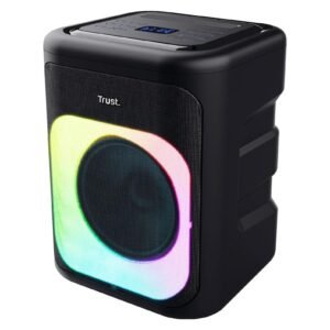 Corneta Trust Azura Bluetooth 5.0 100 W pico, luces LED RGB, IPX4, TWS, batería 11 h