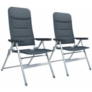 Silla de camping Astron ML03 gris, plegable con espaldar reclinable y bolso protector