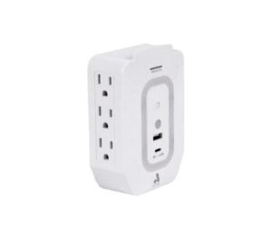 Astra Toma Corriente Protector de Sobretensiones con Sensor de Luz 6 Salidas 5-15R 125V/1875W 1USB 2.4A 1USB C 5V